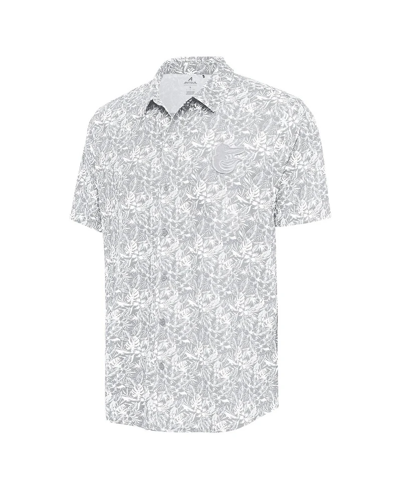 Antigua Men's Gray Baltimore Orioles Resort Button-Up Shirt