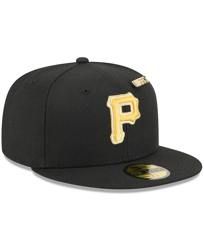 New Era Men's Black Pittsburgh Pirates 2025 59FIFTY Day Fitted with Pins Hat