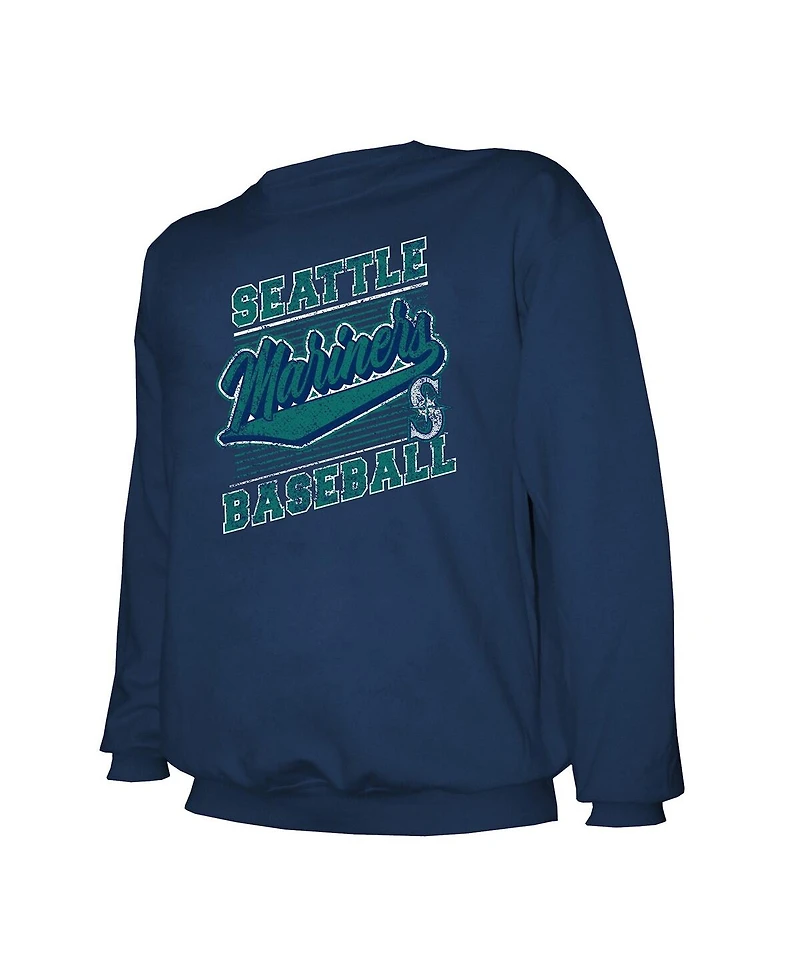 Stitches Men's Navy Seattle Mariners Lightweight Crew Sweatshirt