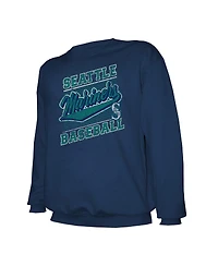 Stitches Men's Navy Seattle Mariners Lightweight Crew Sweatshirt