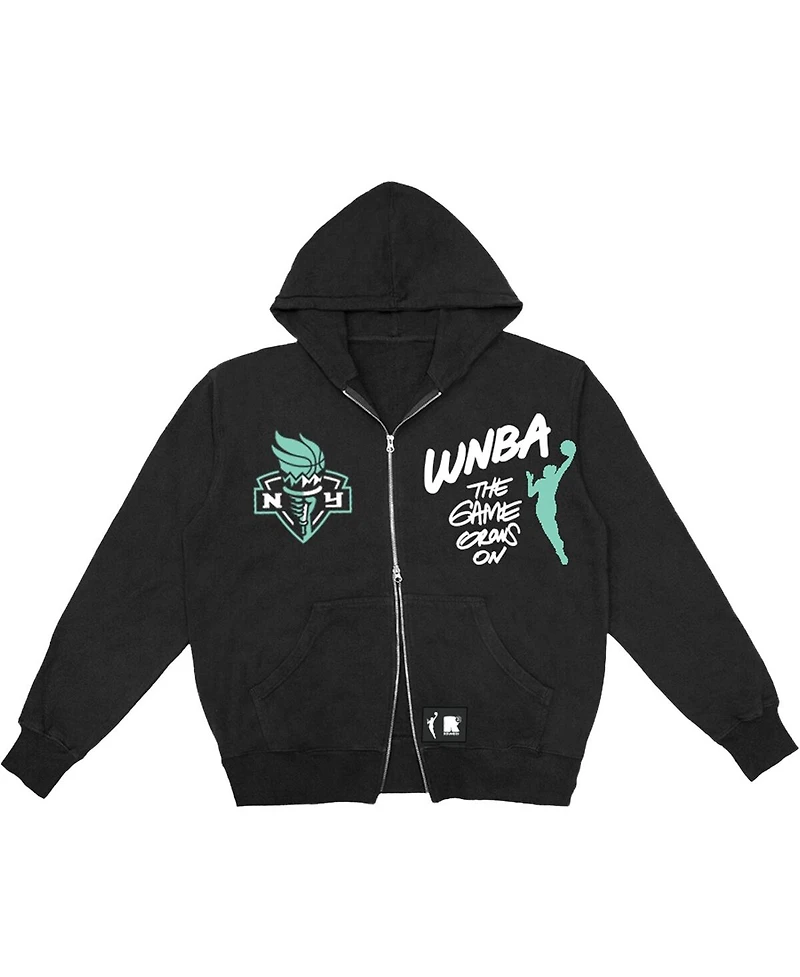 Round21 Men's and Women's Black New York Liberty Double-Zip Hoodie