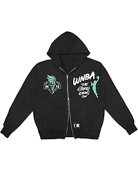 Round21 Men's and Women's Black New York Liberty Double-Zip Hoodie