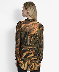 Dkny Women's Printed Button-Front Long-Sleeve Shirt