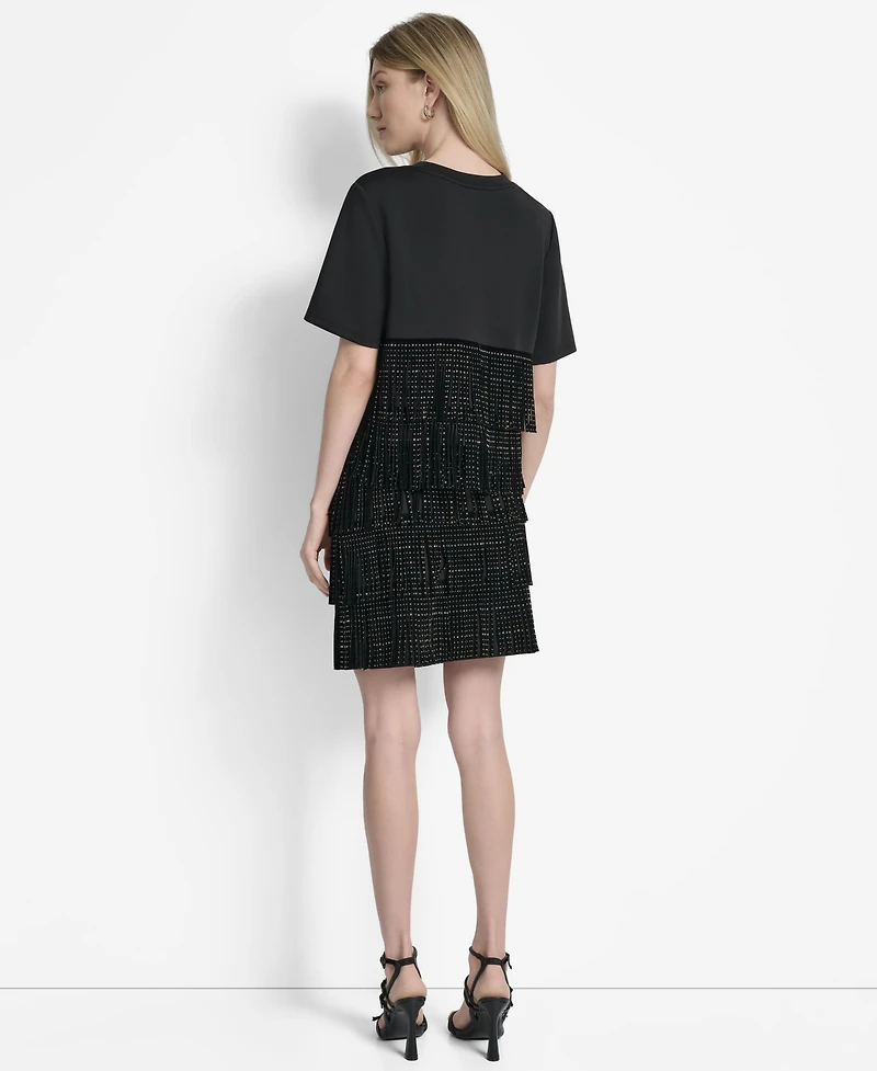 Dkny Women's Studded Fringe Mini Skirt