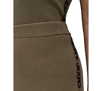 Dkny Jeans Women's Side Logo Ribbed Midi Skirt