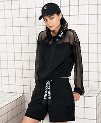 Karl Lagerfeld Paris Women's Mesh-Trim Cargo Shorts