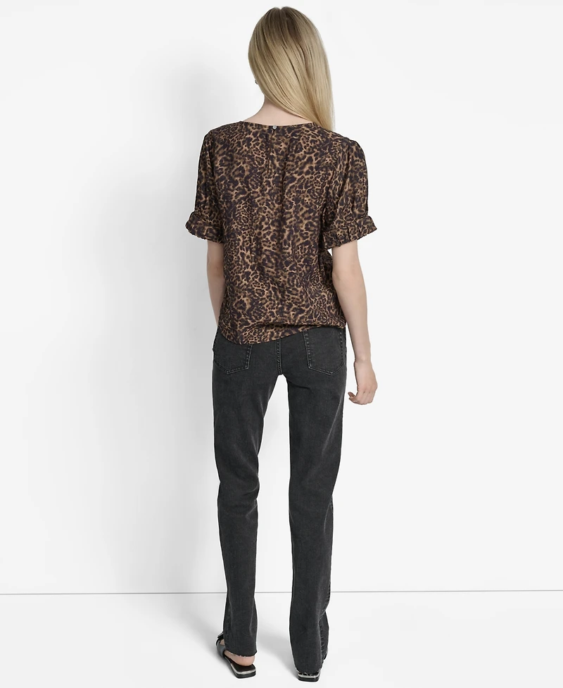 Dkny Women's Printed Voile Short-Sleeve Blouse