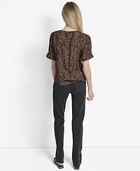 Dkny Women's Printed Voile Short-Sleeve Blouse