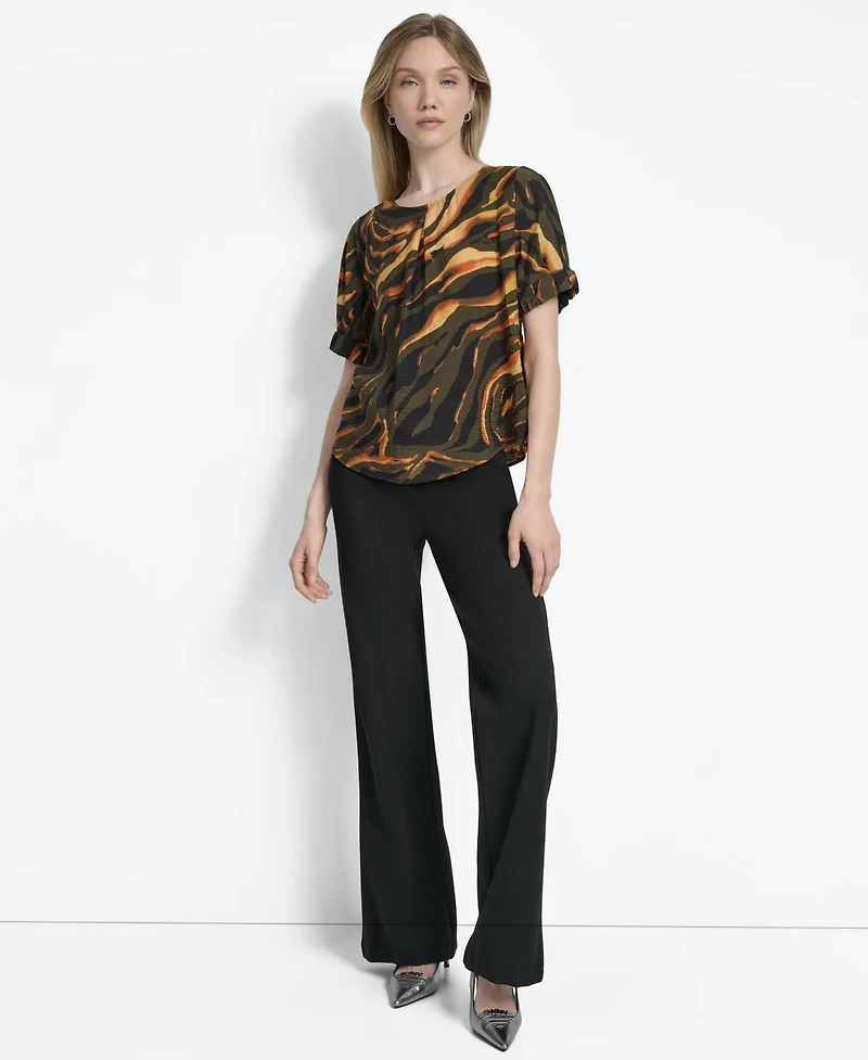 Dkny Women's Printed Voile Short-Sleeve Blouse
