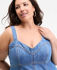On 34th Trendy Plus Denim Sweetheart-Neck Midi Dress, Exclusively at Macy's