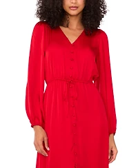 1.state Women's Drawstring-Waist Button-Front Maxi Dress