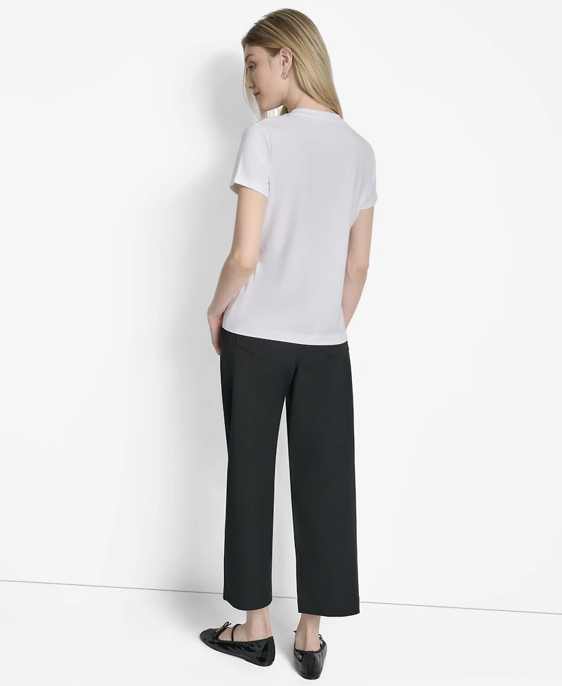 Dkny Women's Newspaper Logo Crewneck T-Shirt