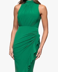 Xscape Women's High-Neck Ruffled-Front Sheath Dress
