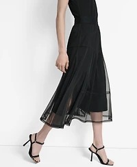 Dkny Women's Layered Mesh Logo-Tape Midi Skirt