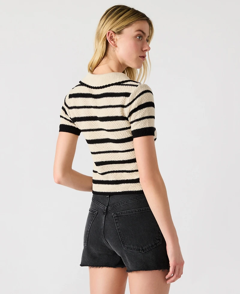 Steve Madden Women's Striped Short-Sleeve Sweater