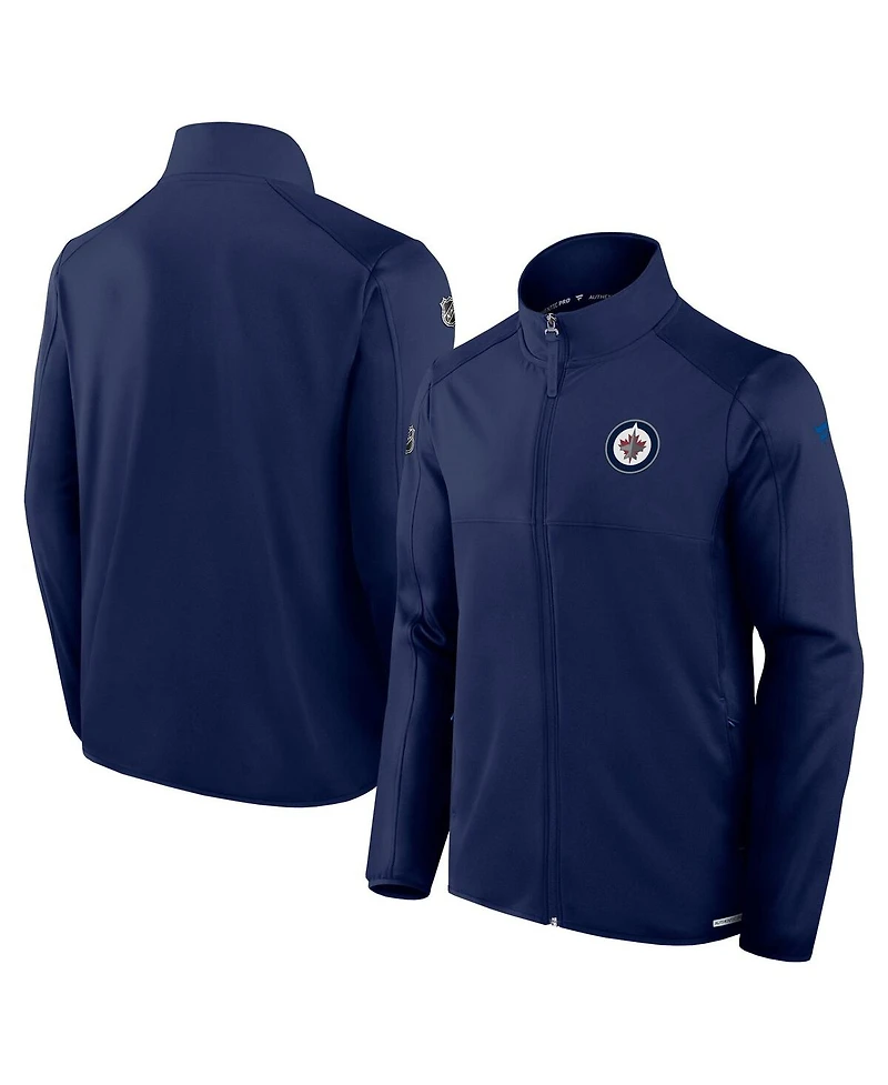 Fanatics Men's Navy Winnipeg Jets Authentic Pro Rink Fleece Full-Zip Jacket