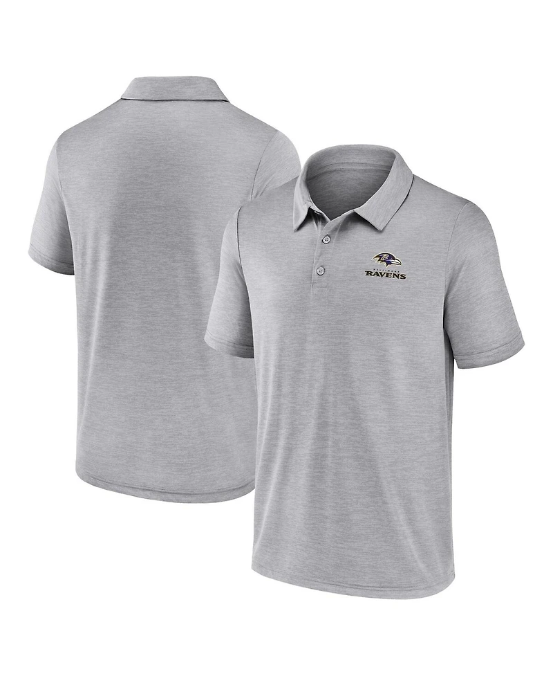 Fanatics Men's Gray Baltimore Ravens Making Waves Polo Shirt