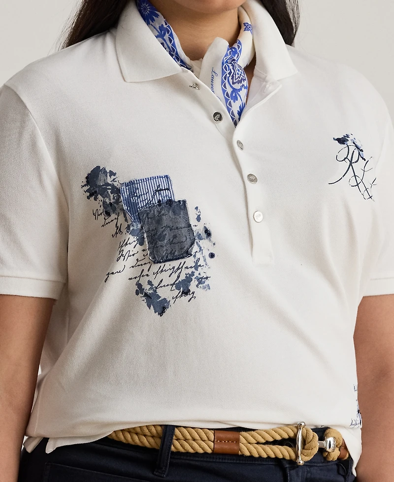 Lauren Ralph Lauren Plus Size Patchwork Pique Polo Shirt