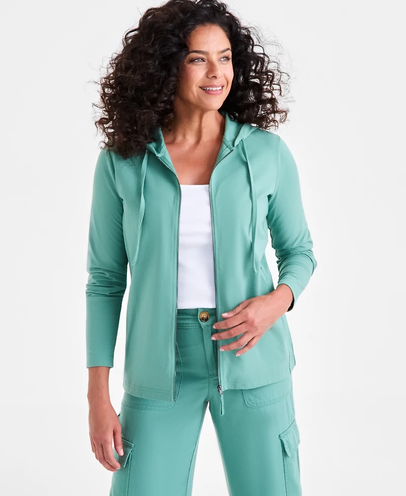 Style & Co Women's Zip-Front Hooded Sweatshirt, Created for Macy's