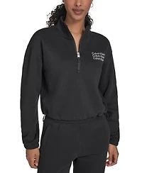 Calvin Klein Performance Women's Mini Triple Logo Fleece Half-Zip Pullover Sweatshirt