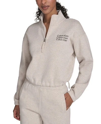Calvin Klein Performance Women's Mini Triple Logo Fleece Half-Zip Pullover Sweatshirt