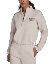 Calvin Klein Performance Women's Mini Triple Logo Fleece Half-Zip Pullover Sweatshirt