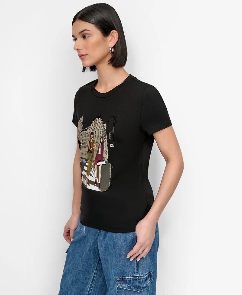 Dkny Women's Fifth Avenue Conversation Crewneck Tee