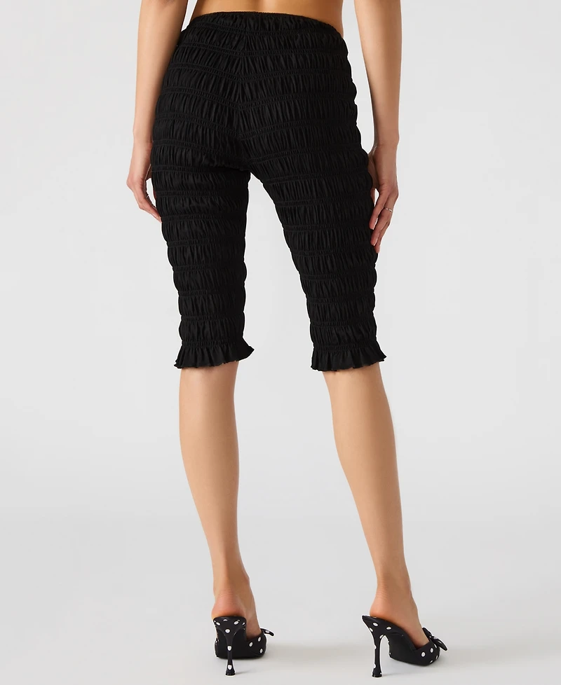 Steve Madden Women's Pull-On Smocked Capri Pants