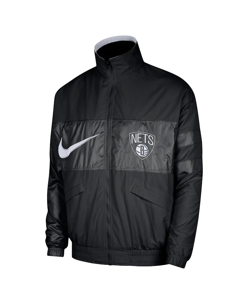 Nike Men's Black Brooklyn Nets Courtside Versus Capsule Full-Zip Jacket
