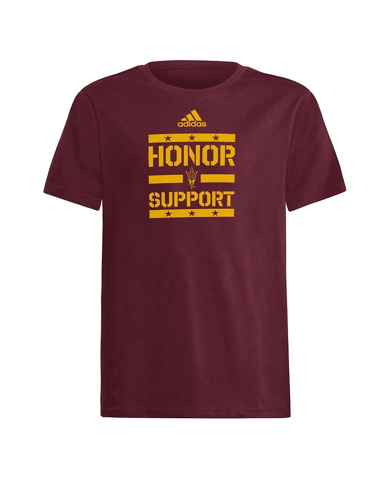 Adidas Big Boys and Girls Maroon Arizona State Sun Devils Honor Support T-Shirt
