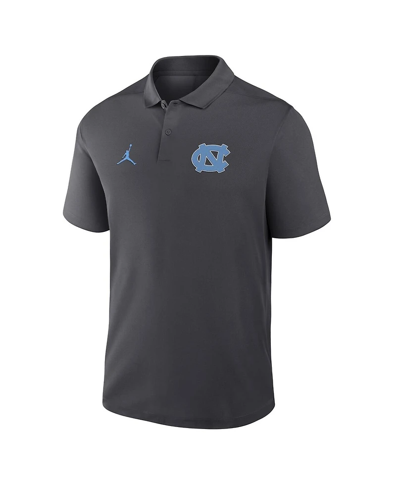 Jordan Men's Anthracite North Carolina Tar Heels Primetime Victory Primary Logo Performance Polo Shirt