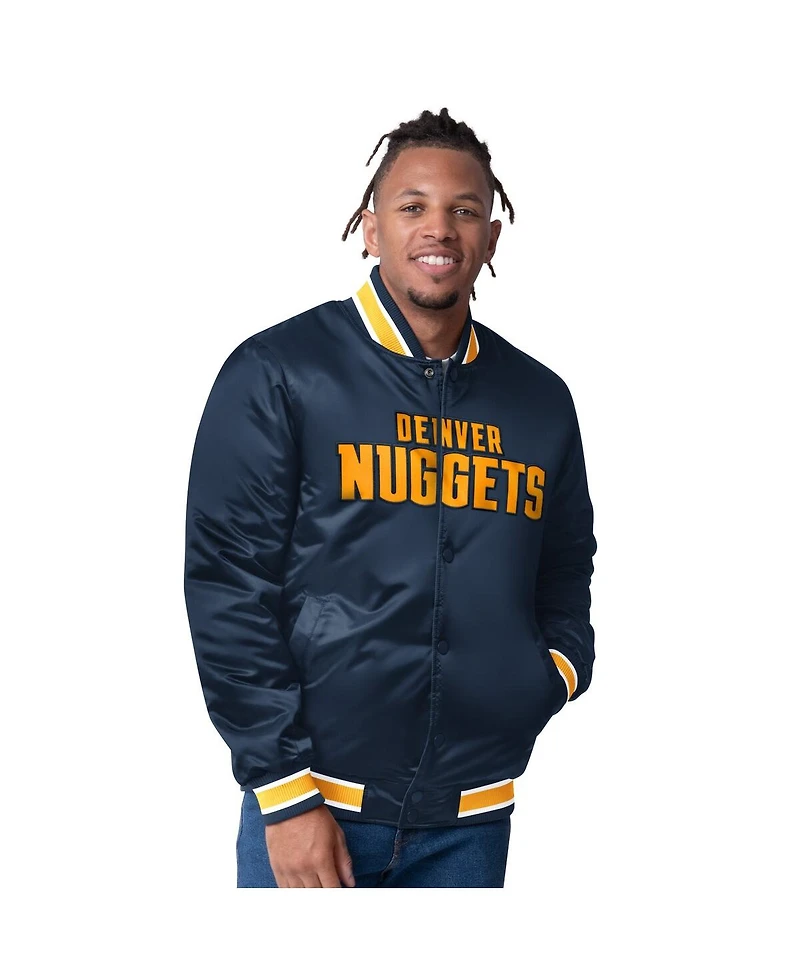 Starter Men's Yellow/Navy Denver Nuggets Reversible Satin Full-Snap Varsity Jacket