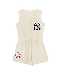 Outerstuff Little Girls Cream New York Yankees Girl Power Tank Romper
