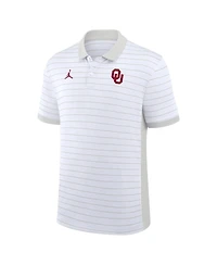 Jordan Men's White Oklahoma Sooners 2025 Early Season Coaches Sideline Victory Stripe Performance Polo Shirt