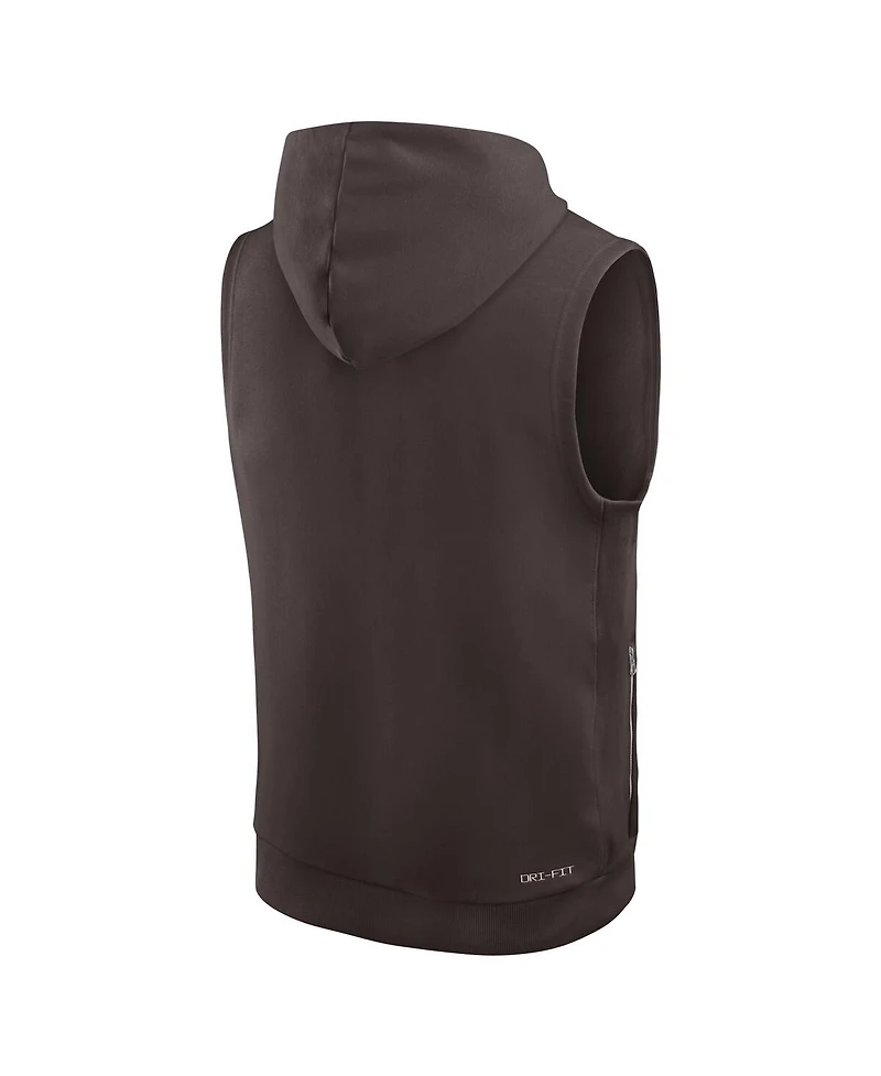 Nike Men's Brown Cleveland Browns Sideline Performance Sleeveless Pullover Hoodie