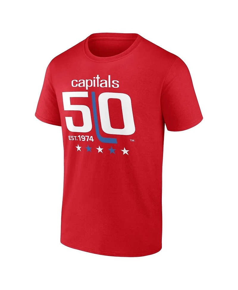 Fanatics Mto Label Men's Red Washington Capitals 50th Anniversary T-Shirt