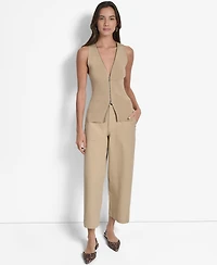 Dkny Women's Two-Way Zipper Sleeveless Sweater
