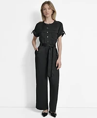 Dkny Women's Glazed Dressing Snap-Front Utility Jumpsuit