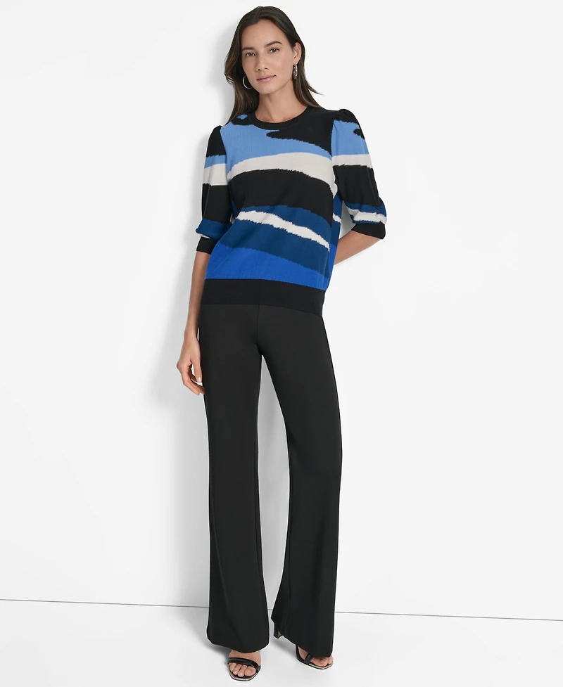 Dkny Women's Cotton Printed Elbow-Sleeve Sweater