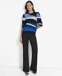 Dkny Women's Cotton Printed Elbow-Sleeve Sweater