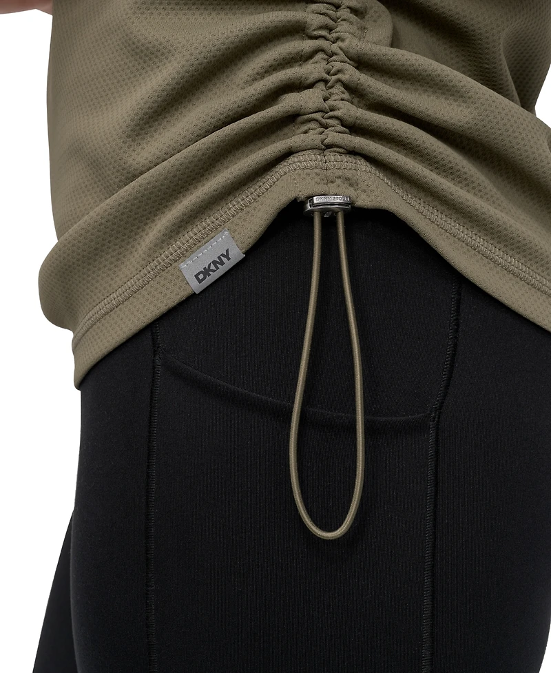 Dkny Sport Women's Crewneck Short-Sleeve Side-Ruched Top