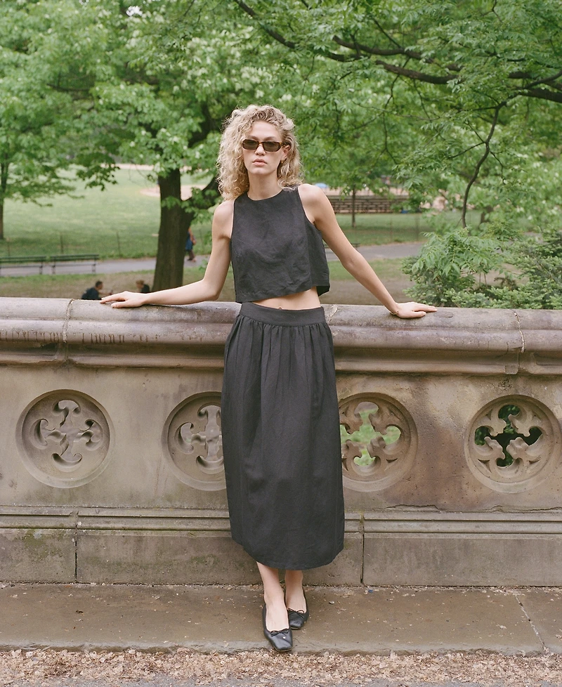 French Connection Women's Birdie Linen-Blend Midi Skirt