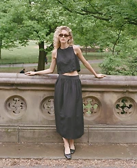 French Connection Women's Birdie Linen-Blend Midi Skirt