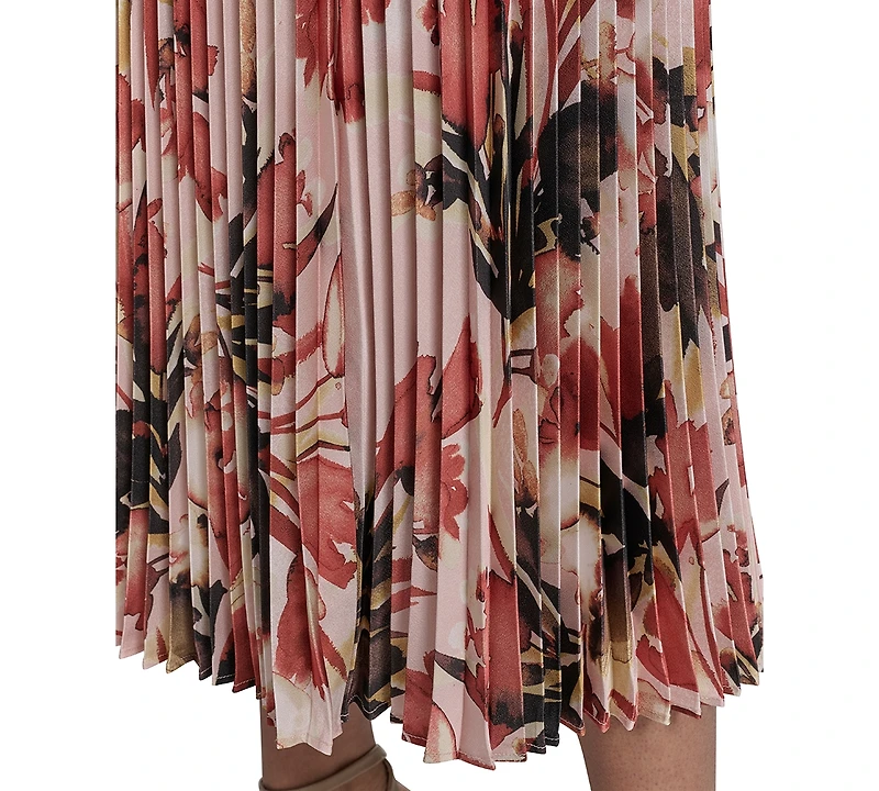 Calvin Klein Petite Printed Pleated Midi Skirt