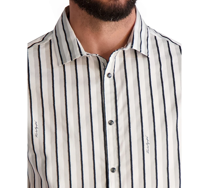 Karl Lagerfeld Paris Men's Short Sleeve Striped Button-Front Shirt
