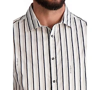 Karl Lagerfeld Paris Men's Short Sleeve Striped Button-Front Shirt