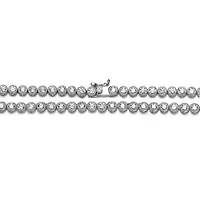 Sterling Silver with White Gold Plated Clear Round Cubic Zirconia Milgrain Bezel Tennis Necklace