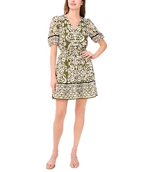 Msk Women's Short-Sleeve V-Neck A-line Dress