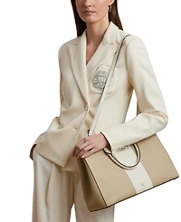Lauren Ralph Lauren Two-Tone Leather Large Hanna Satchel