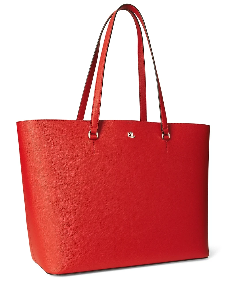 Lauren Ralph Lauren Karly Crosshatch Leather Large Tote